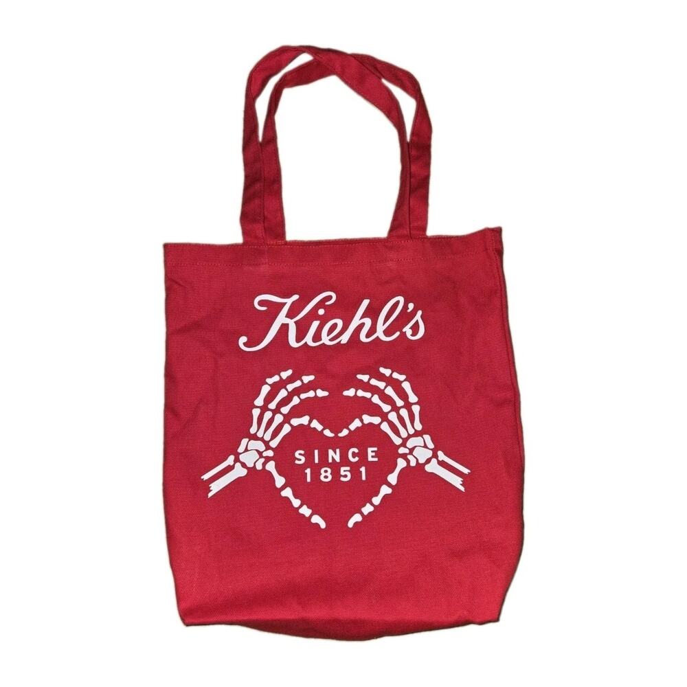 Kiehl's Ltd. Edition, Skeleton Hands Heart 14x17 Canvas Tote Shoppers Bag Rare